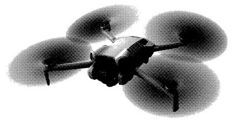 Drone FPV Halftone. A flying drone isolated on transparency R1006