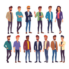 Obraz premium Diverse Group of Stylishly Dressed Young Adults Standing Together.