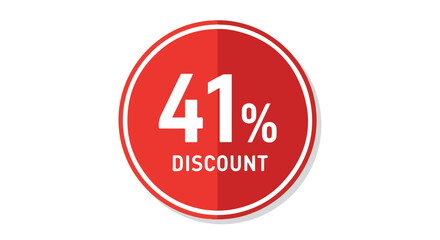 Promotional sticker showing forty-one percent discount on transparent backdrop for online commerce attractive sale sticker design illustration