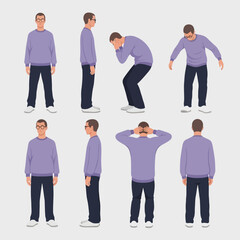Obraz premium Man in Various Poses - A Study in Body Language and Emotion.