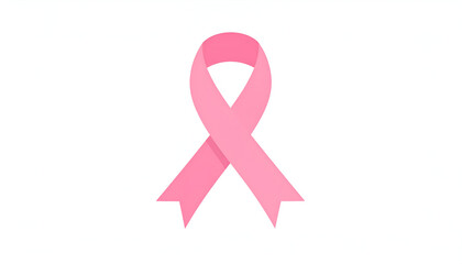 Pink ribbon symbol for breast cancer awareness month isolated on white background.