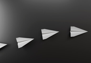 Top view of white paper airplane