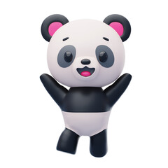 Panda Jumping For Joy 3D Character Illustration.