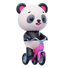 Panda Riding A Tricycle 3D Character Illustration.