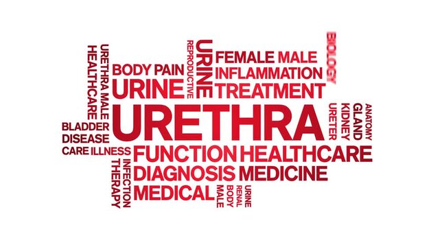 Urethra animated word cloud-text design animation tag kinetic typography seamless loop.