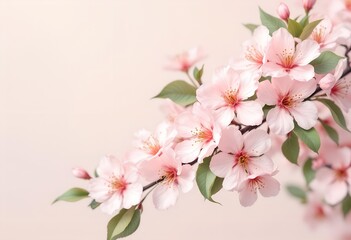 Naklejka premium Beautiful Spring Cherry Blossom Branch with Pink Flowers.
