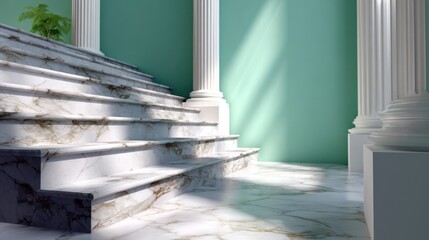 Elegant marble staircase with natural light in a modern setting