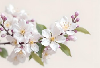 Obraz premium Delicate White Apple Blossoms on a Branch.