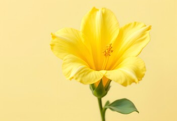 Obraz premium Single Vibrant Yellow Flower on a Yellow Background.