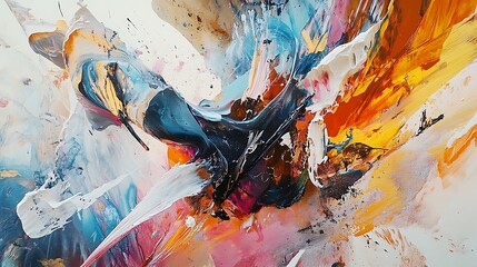 vibrant abstract painting showcases dynamic brushstrokes with rich color palette for expressive movement energetic emotion modern artistic visual creativity concept