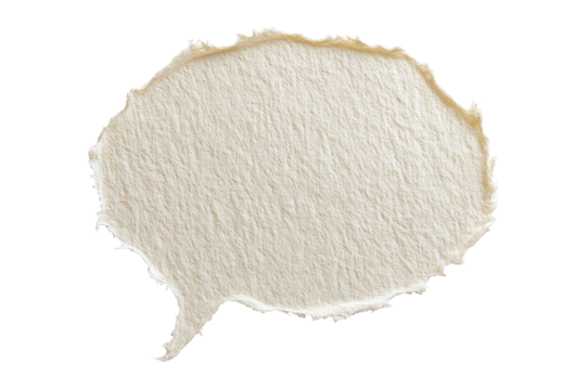 Handmade Torn Paper Speech Bubble Text Balloon Isolated on transparent background Remove png, Clipping Path, pen tool