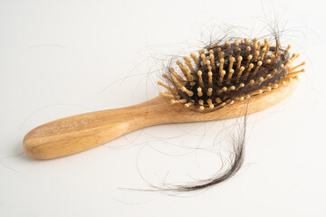 Hair loss fall with comb bush serious problem health, beauty and cosmetic.