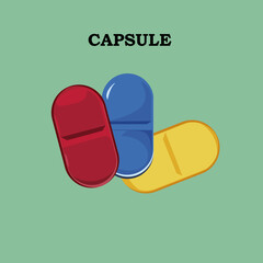 Set of vector pills and paink...