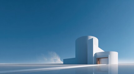 Showcasing futuristic architecture urban landscape 3d rendering bright blue sky aerial view minimalist design