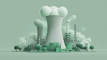 Environmental impact of power generation industrial zone 3d illustration concept art aerial view sustainability awareness