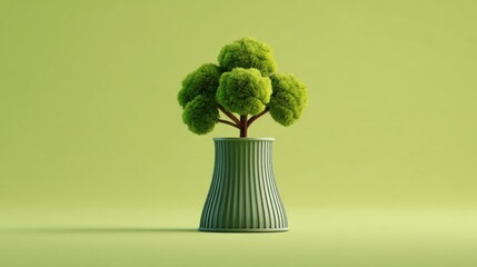 Nurturing greenery a potted tree display minimalist interior still life calming environment close-up perspective
