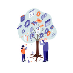 Strategic Business Growth Chart Vector Illustration: Visualizing Success & Financial Performance Analytics
