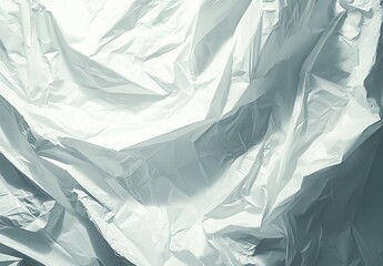 Crinkled white surface, abstract light and shadow play