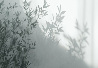 Delicate plant shadow casting on bright wall