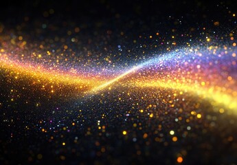 Glittering cosmic wave of light, abstract, dark background