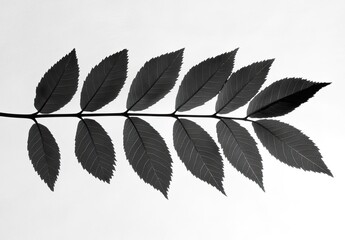 Leafy stem silhouette against bright sky