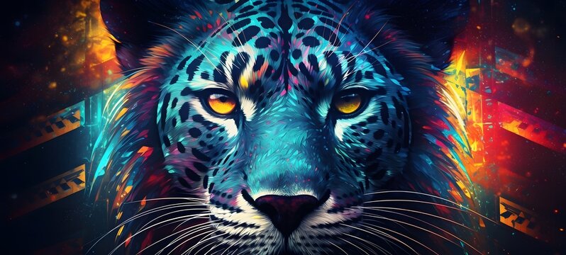 Pointillist grunge design of liger with abstract dotted pattern, ,generative AI