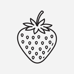 Strawberry Outline: A minimalist outline of a fresh, ripe strawberry, evoking a sense of natural sweetness and freshness, ready to be enjoyed.