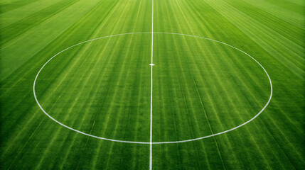 Obraz premium Green Football Pitch Center Circle and Field Lines