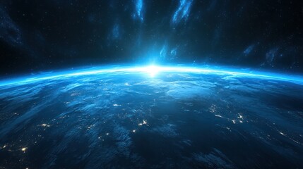 Obraz premium Earth from Space, Sunrise, Planets, outer space, beautiful view, excellent background