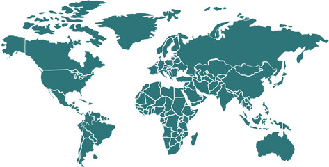 Black blank vector silhouette world map   High detail flat earth template illustration isolated on white background   High resolution contour in Mercator projection © muhammad sufyan