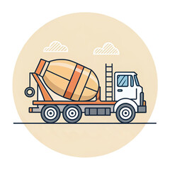 Concrete Mixer Truck Illustration Construction Vehicle Vector Design