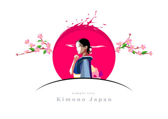 着物と桜｜日本のイメージを描いたモダンアートシリーズ｜ようこそ日本へ