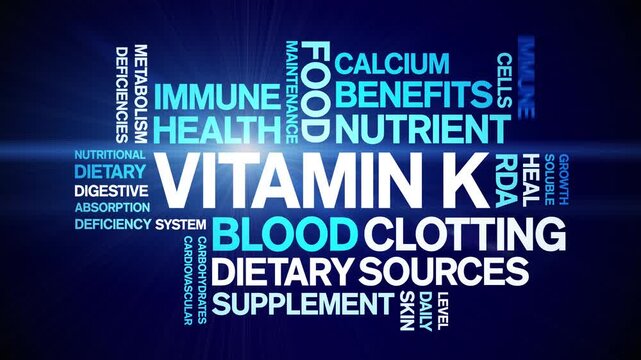 Vitamin K animated word cloud-text design animation tag kinetic typography seamless loop.
