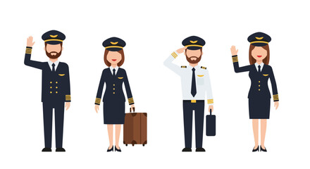 Diverse group of male and female pilots in uniform, ideal for aviation industry presentations, educational materials, and airline recruitment campaigns