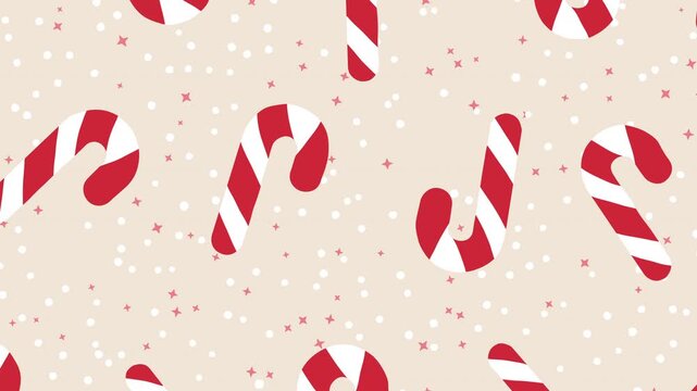 Pattern candy animation festive rows, creating a beige background. Ideal for holiday designs, christmas cards, and wrapping paper.