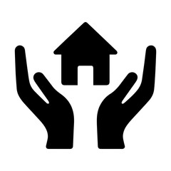 Hands cupping a small house icon with transparent background for support and shelter theme
