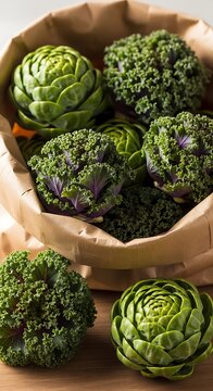 Fresh Kalettes in a Paper Bag - A Healthy and Nutritious Vegetable.