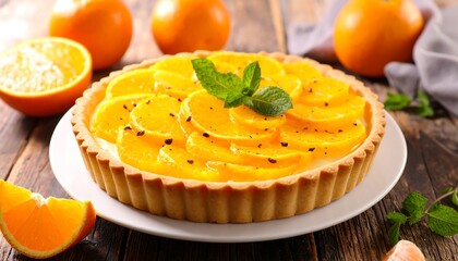 Delicious Orange Tart with Fresh Fruit.
