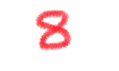 Red number 8 digit icon isolated on simple graphic element for educational and design use isolated on transparent background