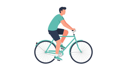 Fototapeta premium Illustration of a man riding a bicycle on a white background.