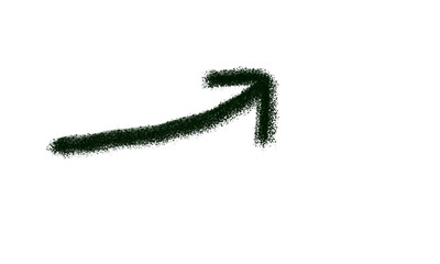 Simple black arrow pointing upward and to the right with a green tip against a clean white backdrop. isolated on transparent background