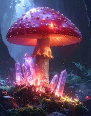 Magical Mushroom in Crystal Forest.