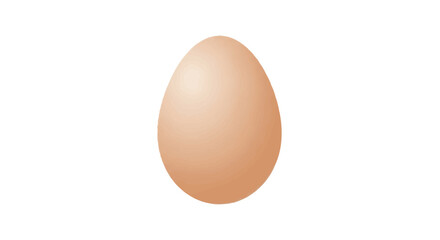 A single, light brown chicken egg standing upright on a plain white background, showcasing its smooth shell.