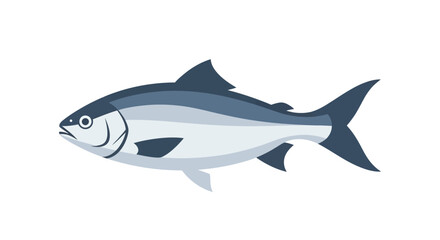 Fototapeta premium Illustration of a silver fish with blue fins and a white belly.