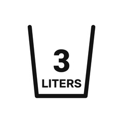 3 liters icon vector liquid measure vector white background