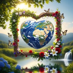 Earths Heart - A Floral Embrace for Our Planet.