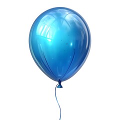 A single shiny blue balloon floating against a white background