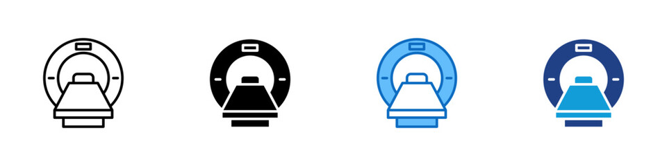 MRI Scanner Multiple Style Icon Design Vector - MRI machine illustration representing diagnostic imaging, radiology, and medical technology
