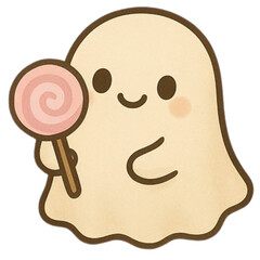 Little ghost with pink lollipop