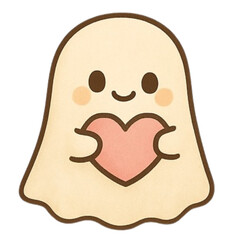 little ghost with heart pink